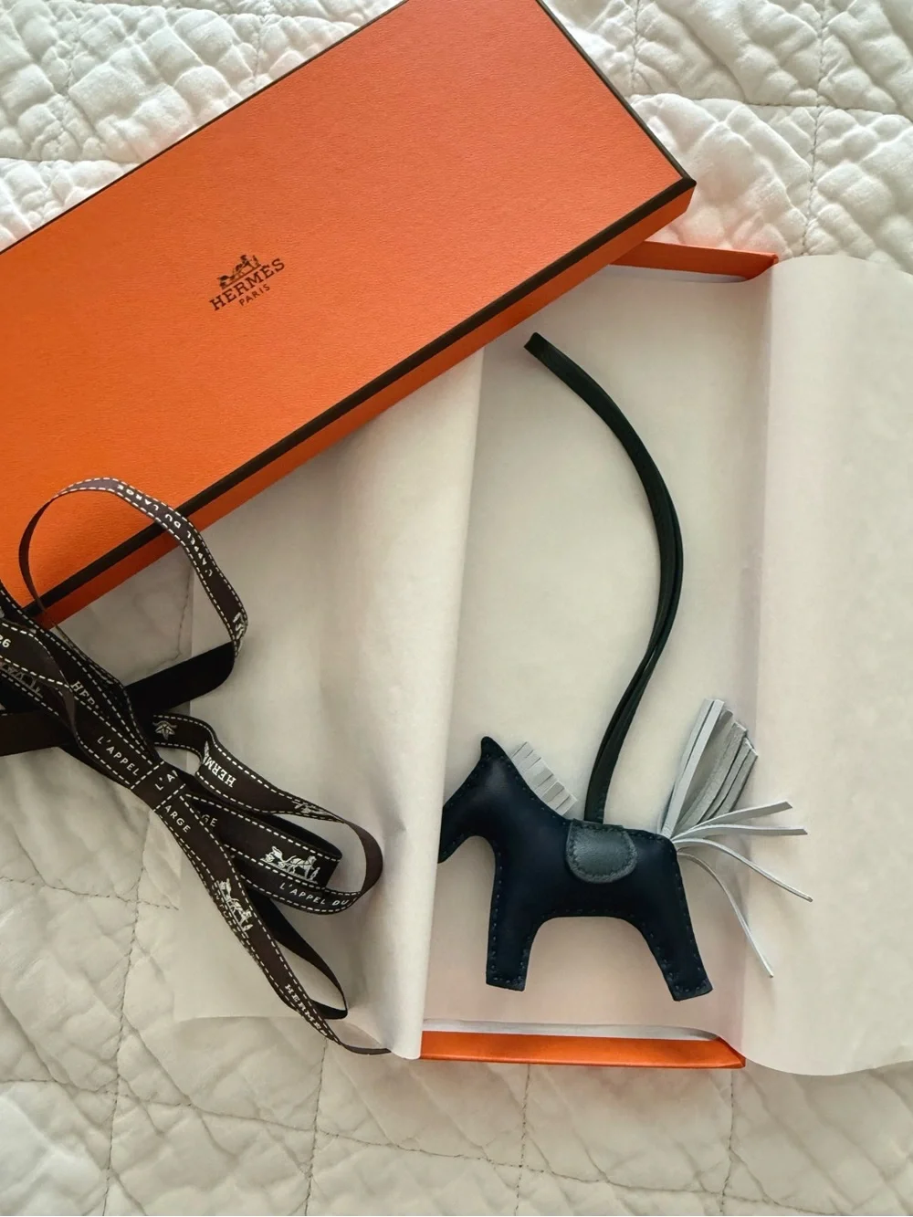 Authentic Hermes Rodeo PM Bag Charm Bleu Nuit Brume Vert Mangrove Green